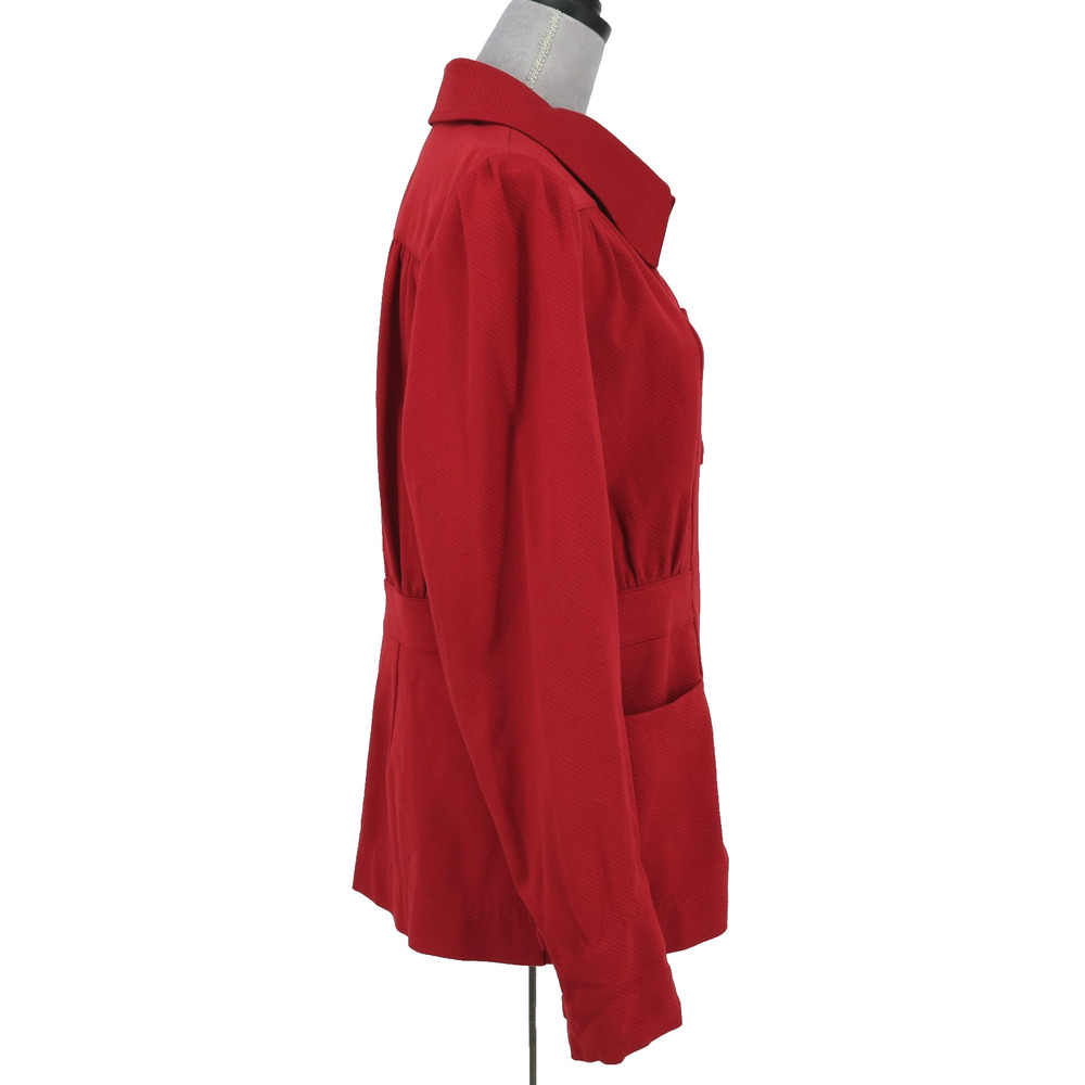 Cabi Jacket Womens Large Dark Red Twill Pockets Fitted Waist Snaps Preppy - Picture 5 of 16